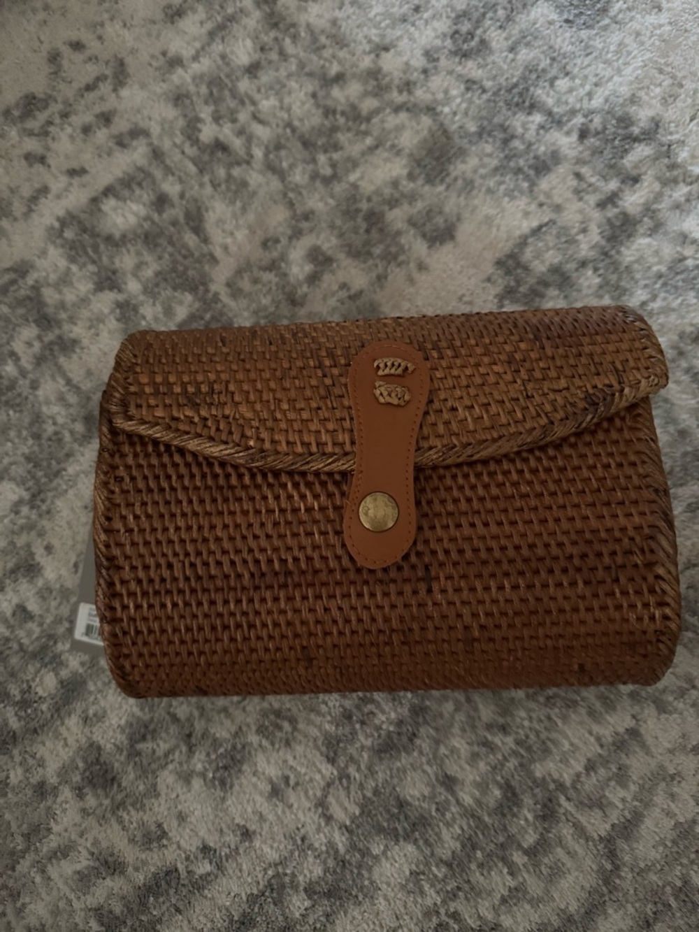 Crown Vintage Brown Woven Clutch with Leather Strap
